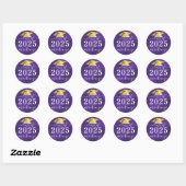 Sticker Rond Graduation Classe Of Metallic Script Purple (Feuille)