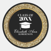Sticker Rond Graduation Classy Black et Gold Glittery (Devant)