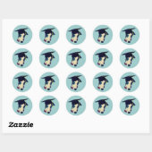 Sticker Rond Graduation de Greyhound Cap Funny (Feuille)