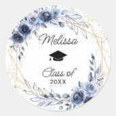 Sticker Rond Graduation de la Marine Blue Flowers (Devant)