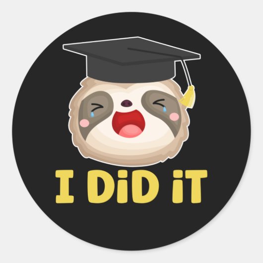 Sticker Rond Graduation de Lazy Student (Devant)