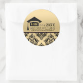 Sticker Rond Graduation de l'Elegant Gold & Black Damask 2016 (Sac)
