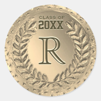 Sticker Rond Graduation de l'huile d'or de Monogramme Faux sur 