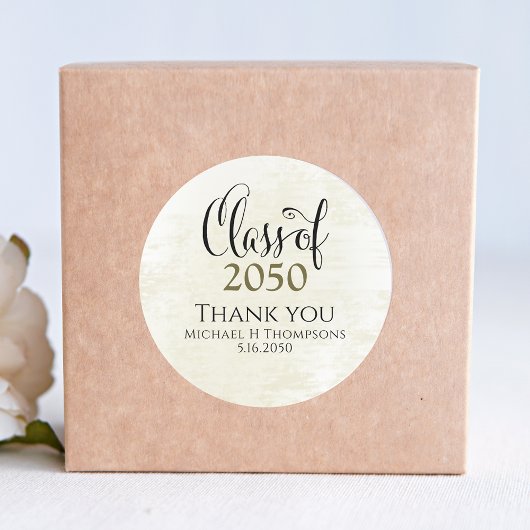 Sticker Rond Graduation de script noir et or personnalisée