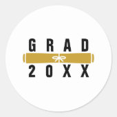 Sticker Rond Graduation Diploma Black & Gold Envelope Seal (Devant)