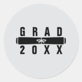 Sticker Rond Graduation Diploma Black & Silver Envelope Seal (Devant)