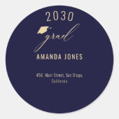 Sticker Rond Graduation d'or bleu marine moderne (Devant)