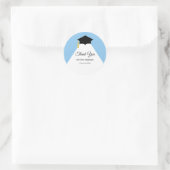Sticker Rond Graduation élégante en Merci bleu clair et blanc (Sac)