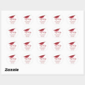 Sticker Rond Graduation Enregistrer La Date Simple Moderne Roug (Feuille)