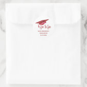 Sticker Rond Graduation Enregistrer La Date Simple Moderne Roug (Sac)