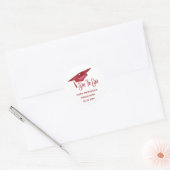 Sticker Rond Graduation Enregistrer La Date Simple Moderne Roug (Enveloppe)