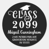 Sticker Rond Graduation Fancy Class Année Adresse de retour (Devant)