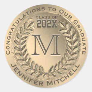 Sticker Rond Graduation Faux Gold Foil