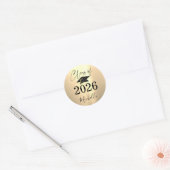 Sticker Rond Graduation Faux Métallic Or Script manuscrit (Enveloppe)