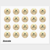 Sticker Rond Graduation Faux Métallic Or Script manuscrit (Feuille)
