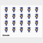 Sticker Rond Graduation fille en bleu (Feuille)