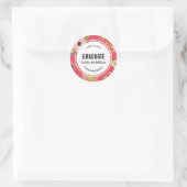 Sticker Rond Graduation Florale moderne (Sac)