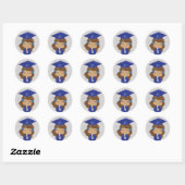 Sticker Rond Graduation Girl in Blue (Feuille)
