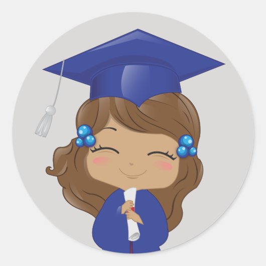 Sticker Rond Graduation Girl in Blue (Devant)
