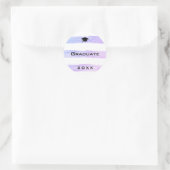Sticker Rond Graduation Grad Casquette d'aquarelle violet rayé  (Sac)