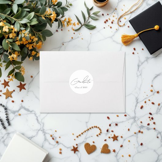 Sticker Rond Graduation minimaliste en noir et blanc