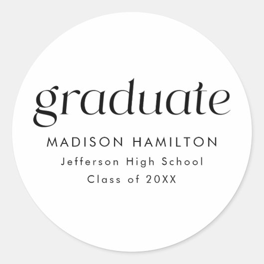 Sticker Rond Graduation minimaliste moderne (Devant)
