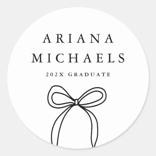 Sticker Rond Graduation moderne Bow noir et blanc (Devant)