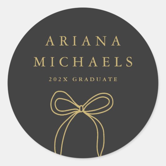 Sticker Rond Graduation moderne Bow Noir et Or (Devant)