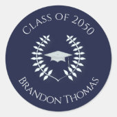 Sticker Rond Graduation Moderne Classique Laurel Marine Bleu (Devant)