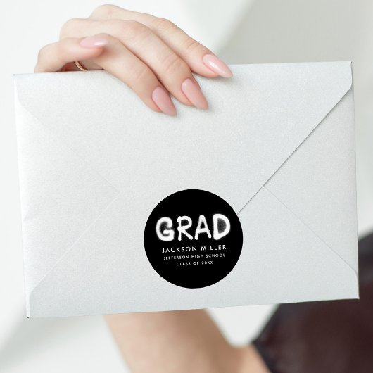 Sticker Rond Graduation moderne de peinture au Spray noir et bl