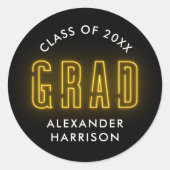 Sticker Rond Graduation moderne du néon jaune (Devant)