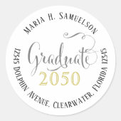 Sticker Rond Graduation Moderne Élégant Script Classe D'Or (Devant)