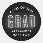 Sticker Rond Graduation moderne en néon blanc (Devant)