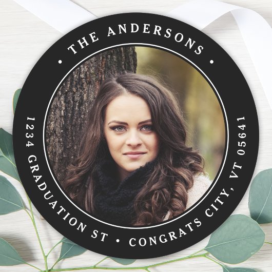 Sticker Rond Graduation moderne Photo Round Retour Adresse