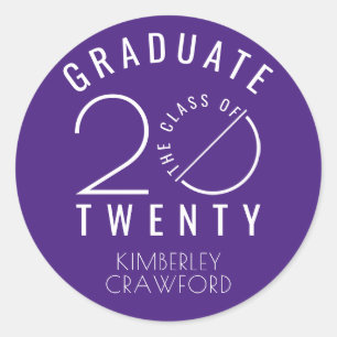 Sticker Rond Graduation moderne Purple Styliste Année de classe