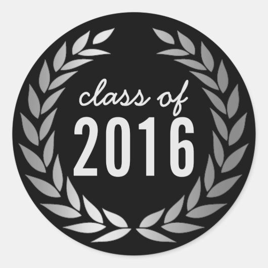Sticker Rond Graduation moderne Silver Laurel Wreath (Devant)