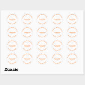 Sticker Rond Graduation Moderne Simple Orange Merci personnalis (Feuille)