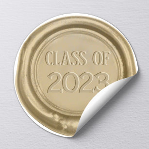 Sticker Rond Graduation Monogramme Or cire Sceau