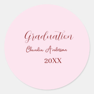 Sticker Rond Graduation name class of 20XX mauve calligraphy co