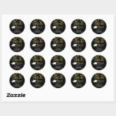 Sticker Rond Graduation Noir & Or Confetti Script MERCI (Feuille)
