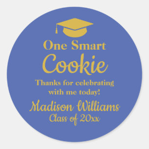 Sticker Rond Graduation One Smart Cookie To go Grad Treat Favor