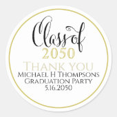 Sticker Rond Graduation Party Elegant Gold Modern Script (Devant)