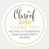 Sticker Rond Graduation Party Elegant Gold Modern Script (Devant)