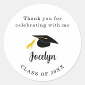 Sticker Rond Graduation Party Merci Favor Classe de 2025 (Devant)
