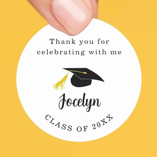 Sticker Rond Graduation Party Merci Favor Classe de 2025