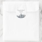 Sticker Rond Graduation personnalisée de Chicago Skyline (Sac)