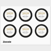 Sticker Rond Graduation personnalisée Noir et Or Classy (Feuille)