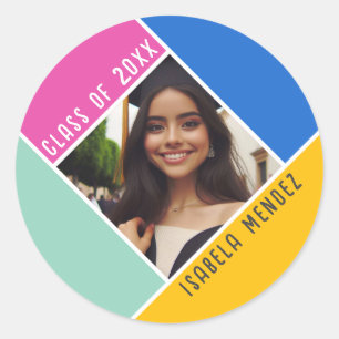 Sticker Rond Graduation personnalisée Nom de la classe Whimsica