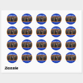 Sticker Rond Graduation Photo Collage Orange et Bleu Custom (Feuille)