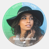 Sticker Rond Graduation Photo Grad Casquette Classe de 20XX Cus (Devant)